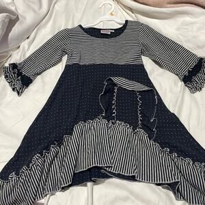 Lilli Lovebirds 6 hi low hemline ruffled black grey dress mismatch matching euc